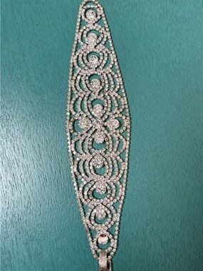 Rhinestone Crystal Statement Bracelet in Silver Tone